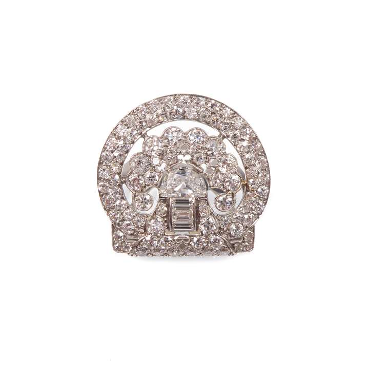 Art Deco diamond tree-of-life cluster clip brooch